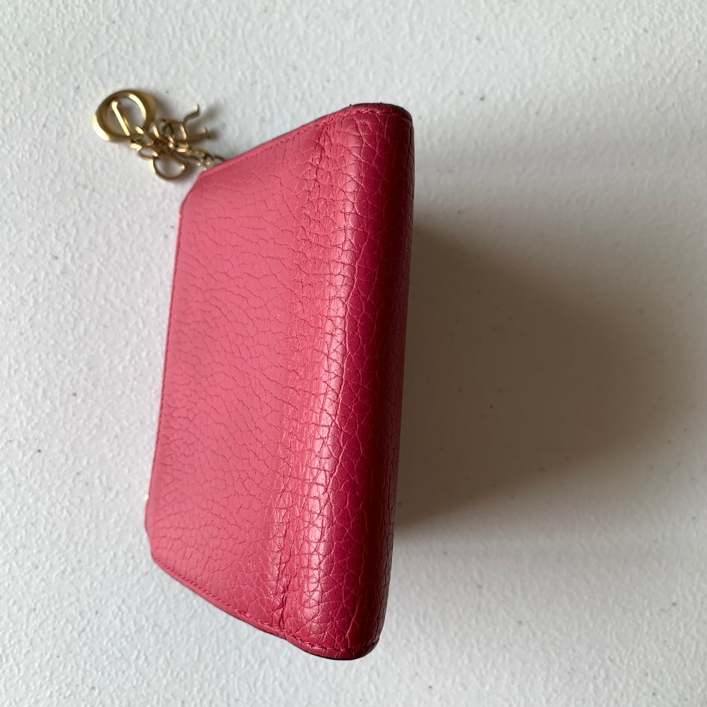Dior Diorissimo pink Leather Wallet authentic with COA and logo charm