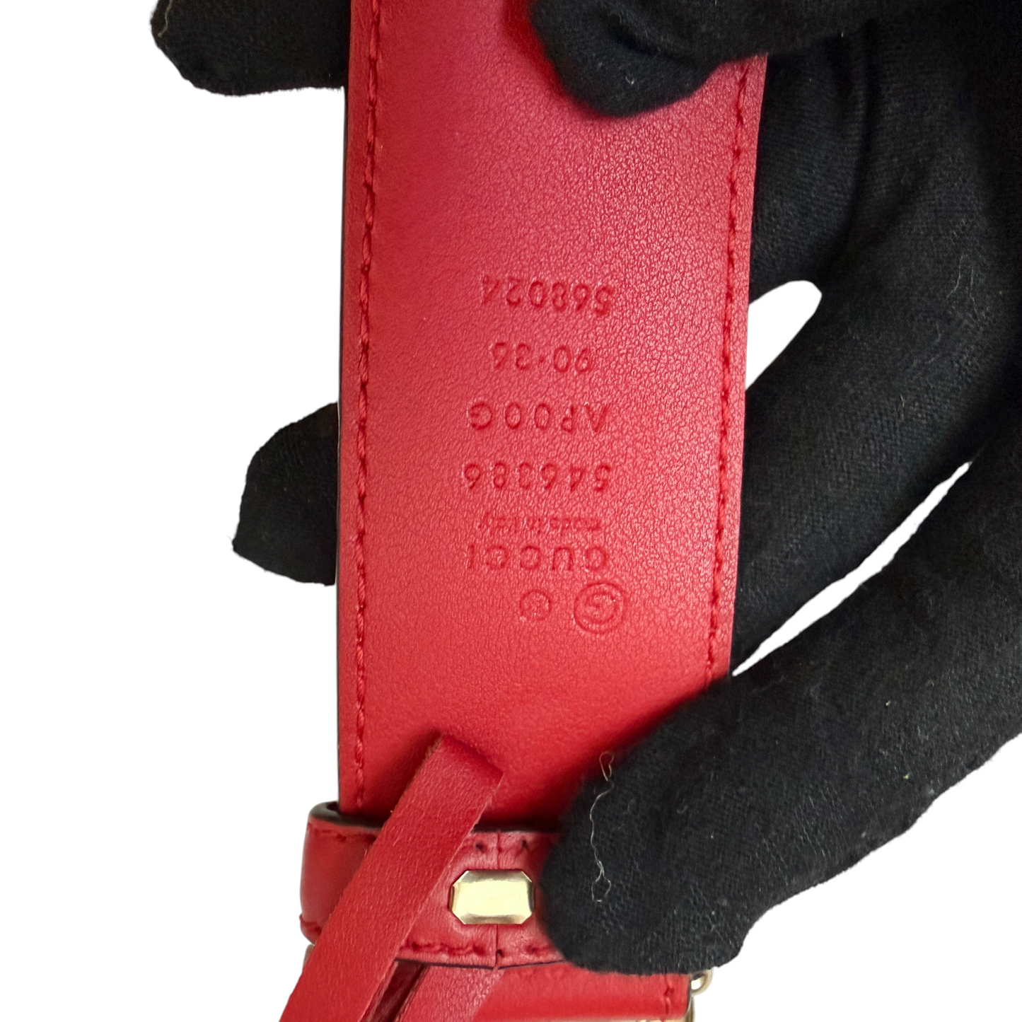 Gucci GG interlocking red leather belt size 90/36 authentic with COA