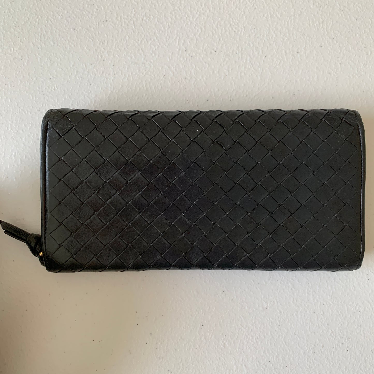 Bottega Veneta intrecciata black leather long wallet Authentic with COA 3.25x 7