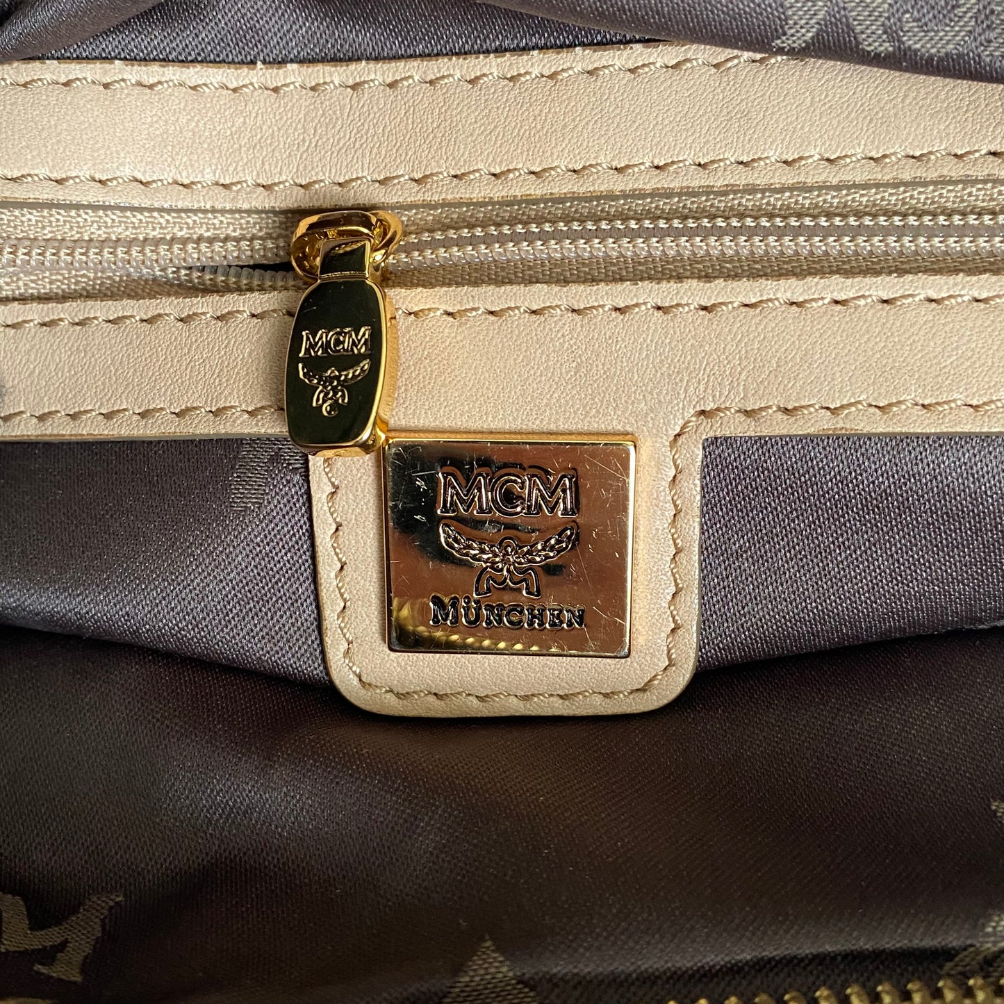 MCM beige visetos shoulder bag Authentic with COA