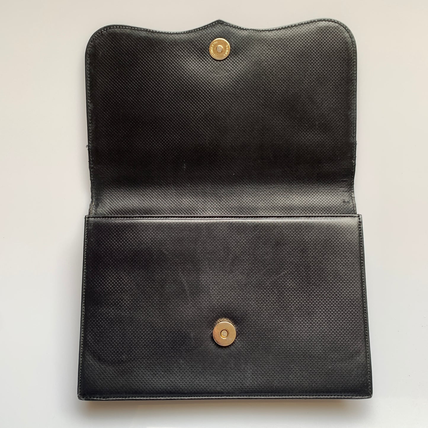 Yves Saint Laurent vintage YSL logo black leather clutch bag Authentic with COA 9.1x6.7x2