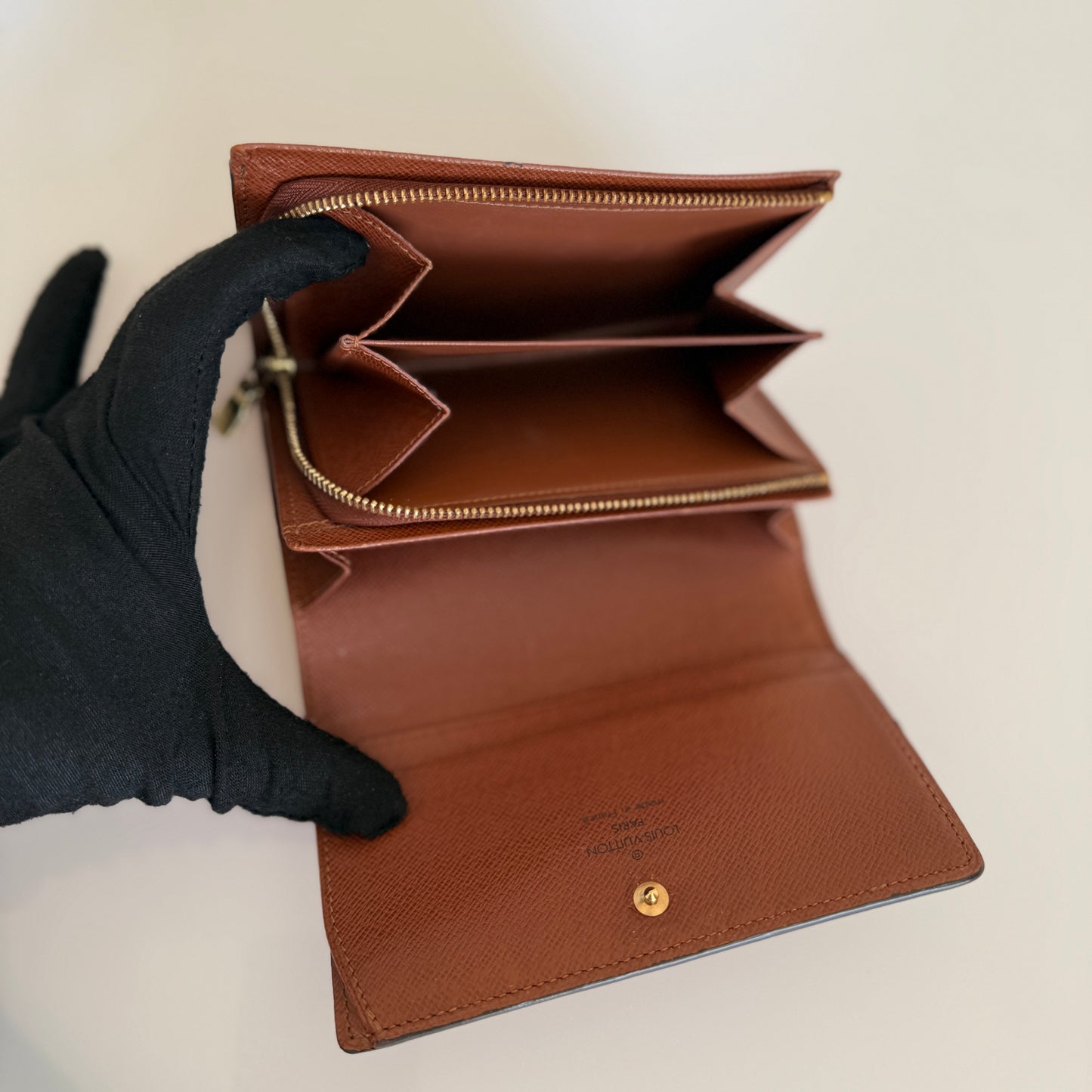 Louis Vuitton monogram compact canvas and leather wallet authentic with COA RA1010
