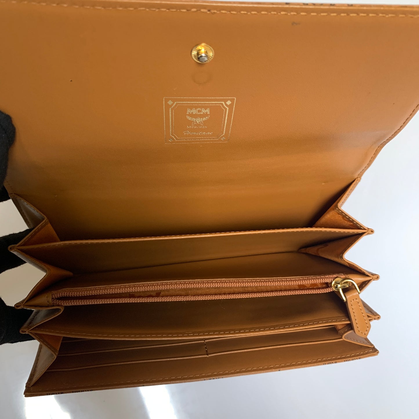 MCM cognac visetos long wallet Authentic with COA