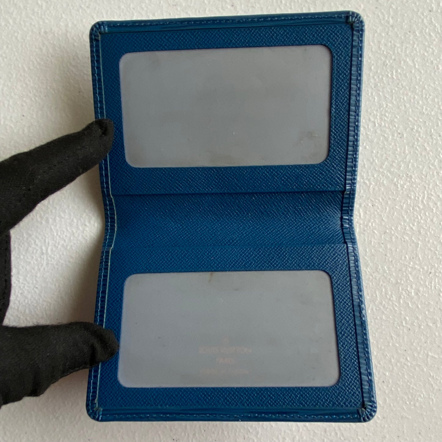 Louis Vuitton blue Epi leather ID pass card holder SP1010 Authentic with COA 4.5x3.7
