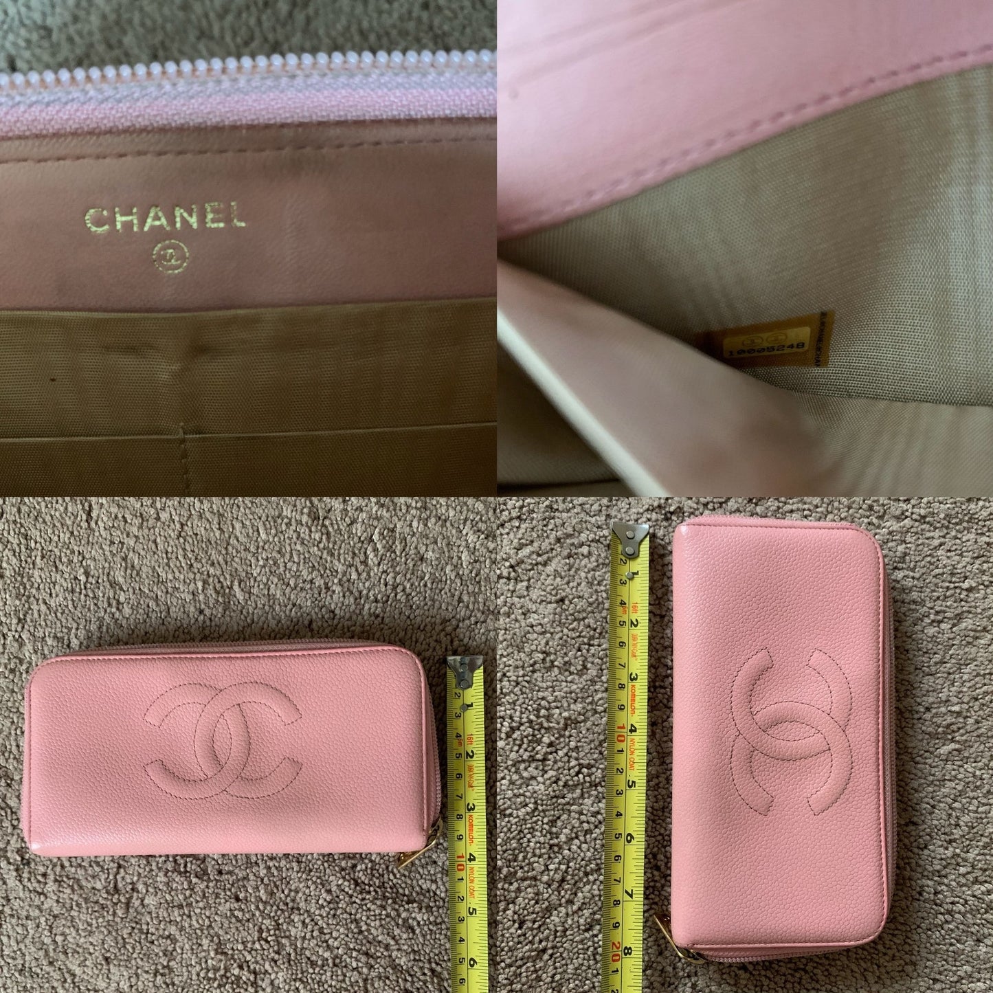 CC1004 Chanel caviar women's pink leather long wallet