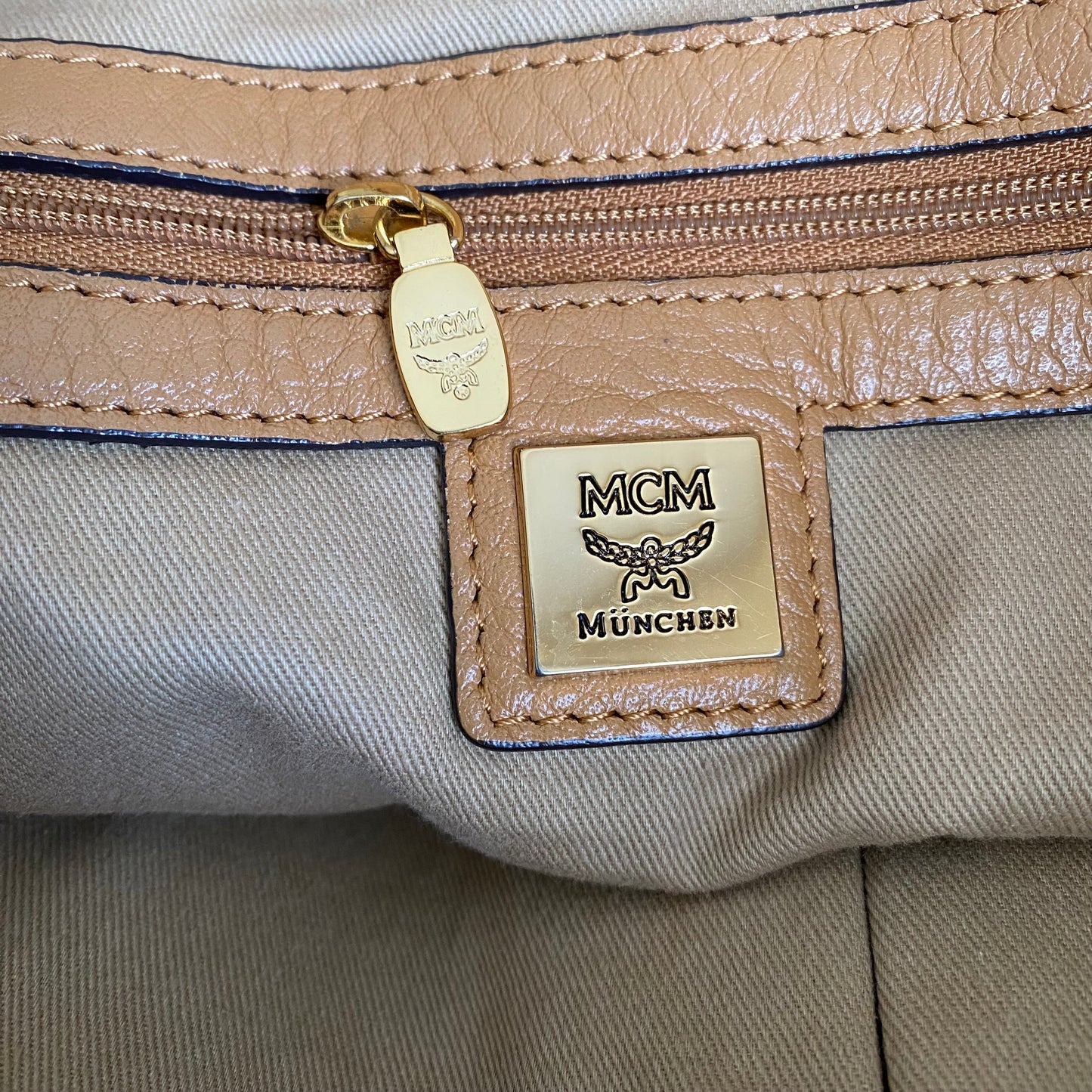 MCM cognac visetos tote shoulder bag Authentic with COA