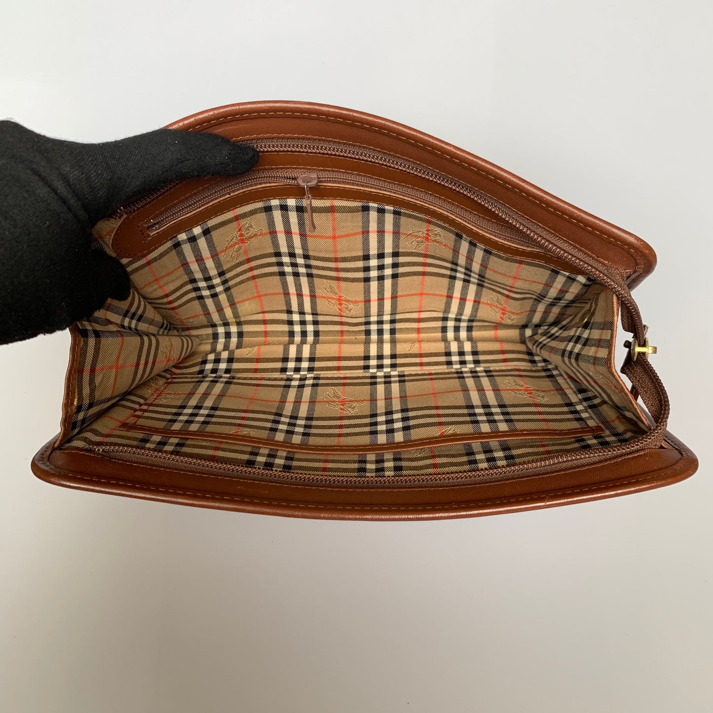 Burberry vintage brown leather clutch bag Authentic with COA 10.7x7.6