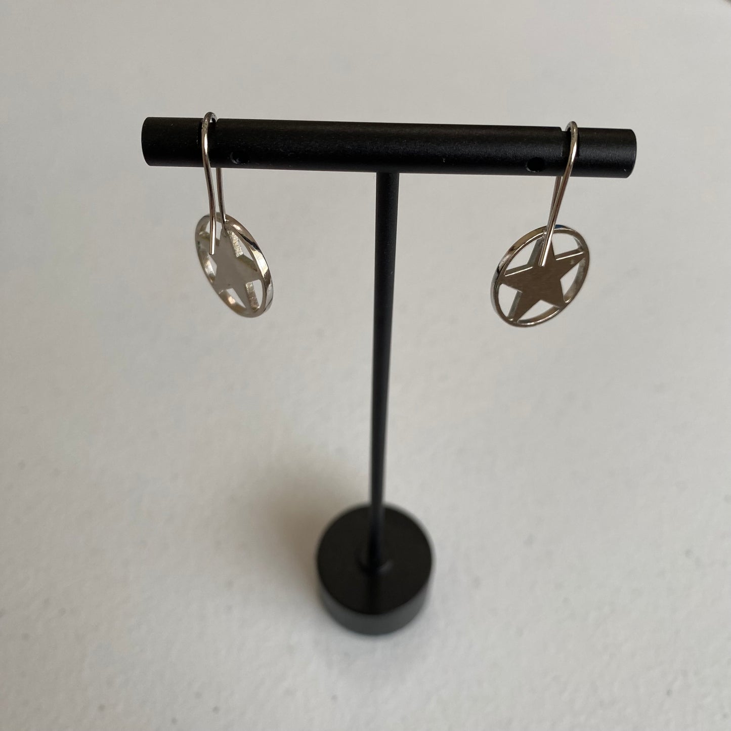 Dior blue star star silver tone dangle earrings authentic with coa
