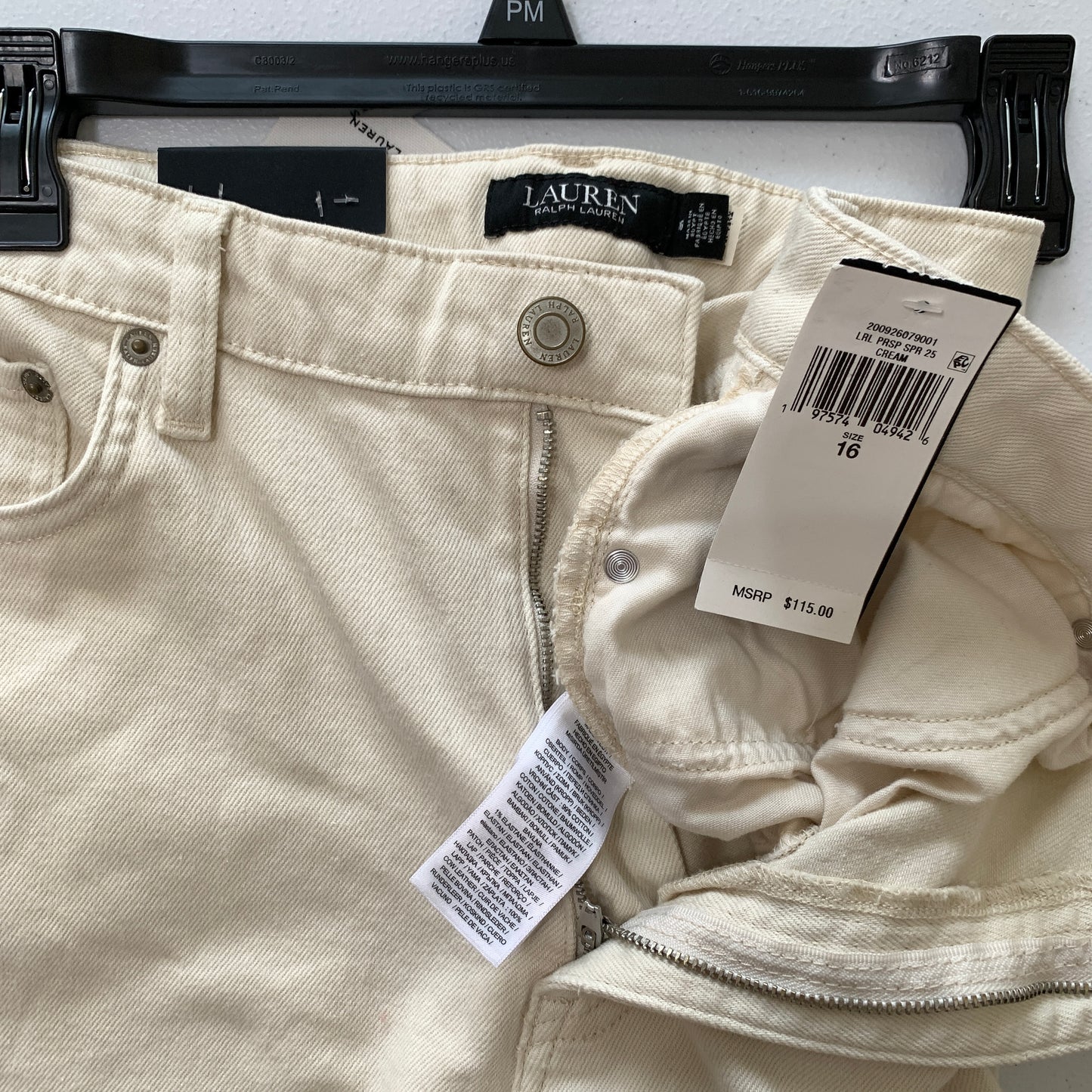 Lauren Ralph Lauren Women’s NWT High Rise straight ankle cream Jeans Size 16