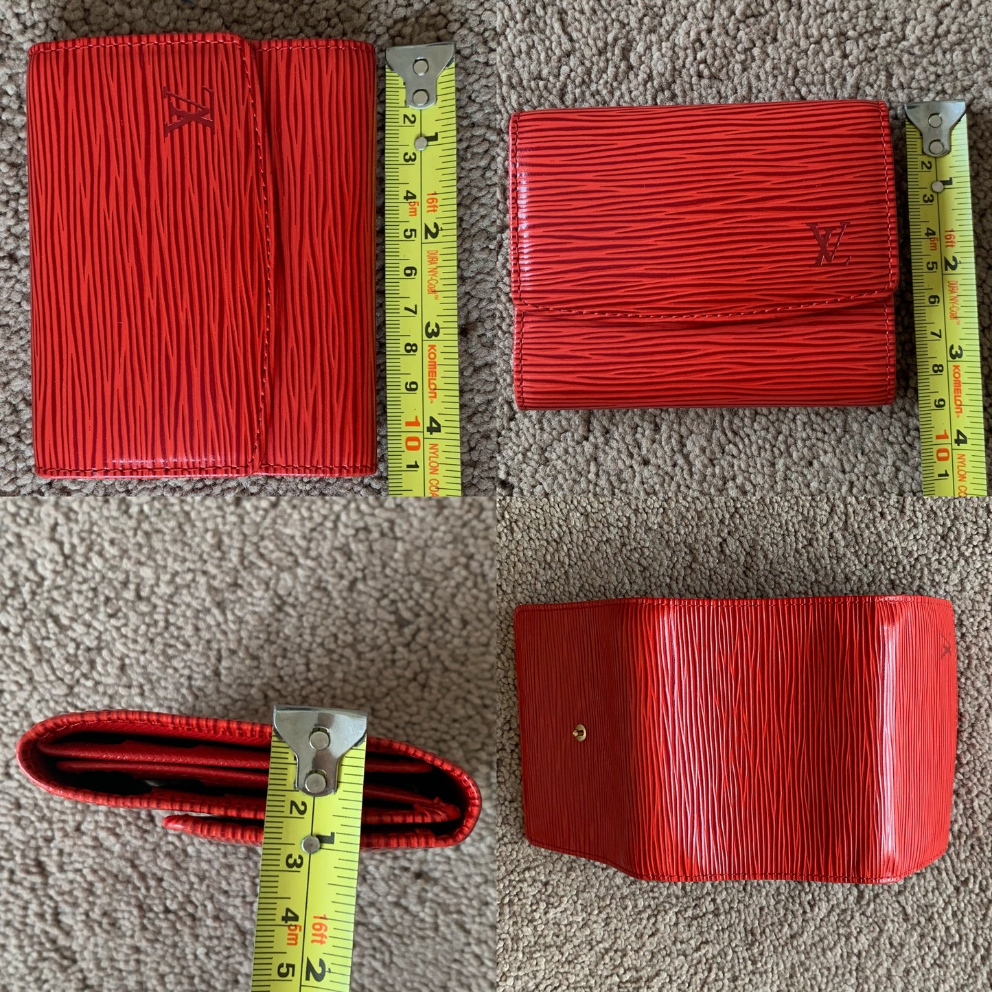 Authentic Louis Vuitton unisex Epi red leather card holder wallet