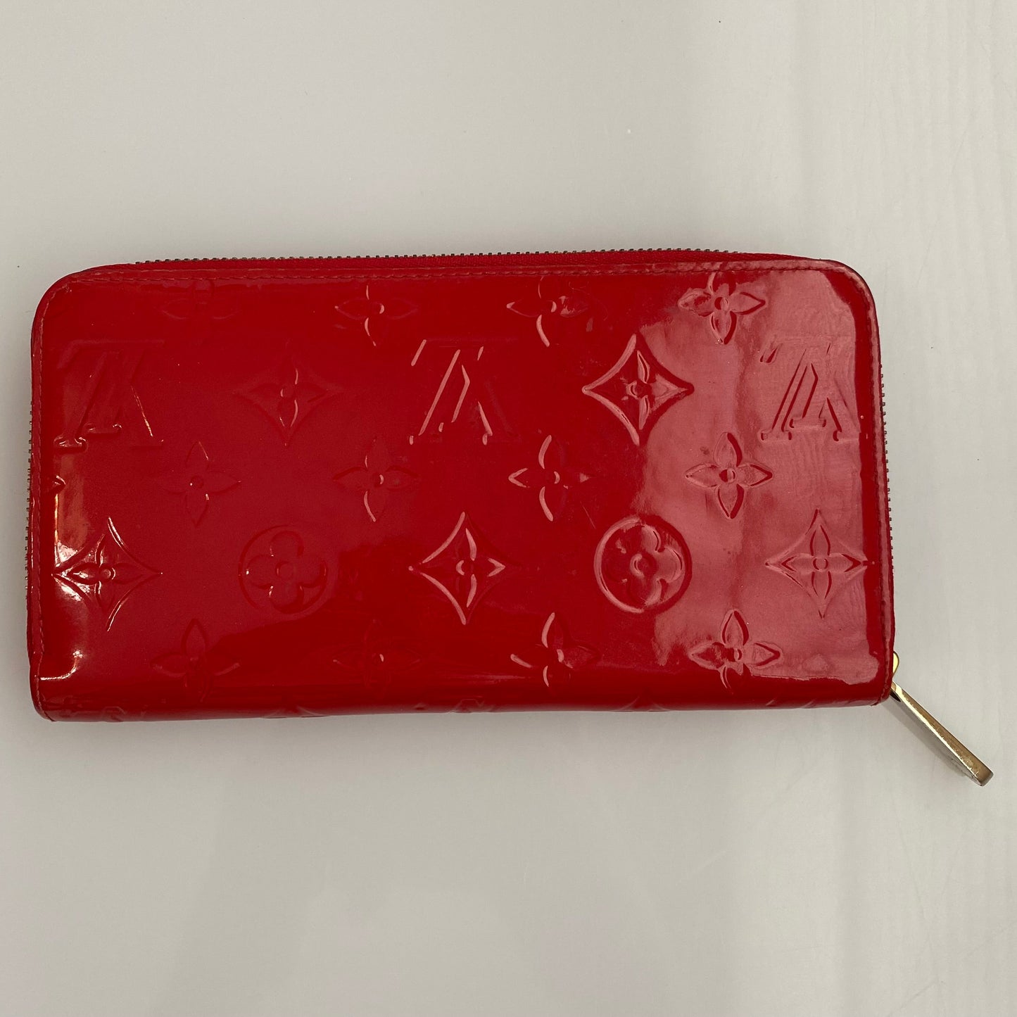 Louis Vuitton red vernis monogram MI2185 zippy wallet authentic with coa box and dusty