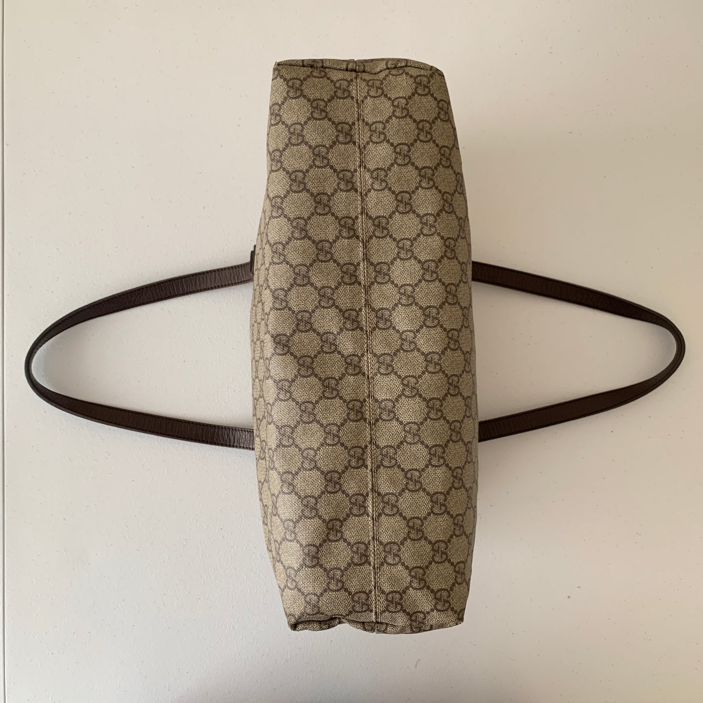Gucci GG supreme canvas and brown leather tote bag authentic with COA