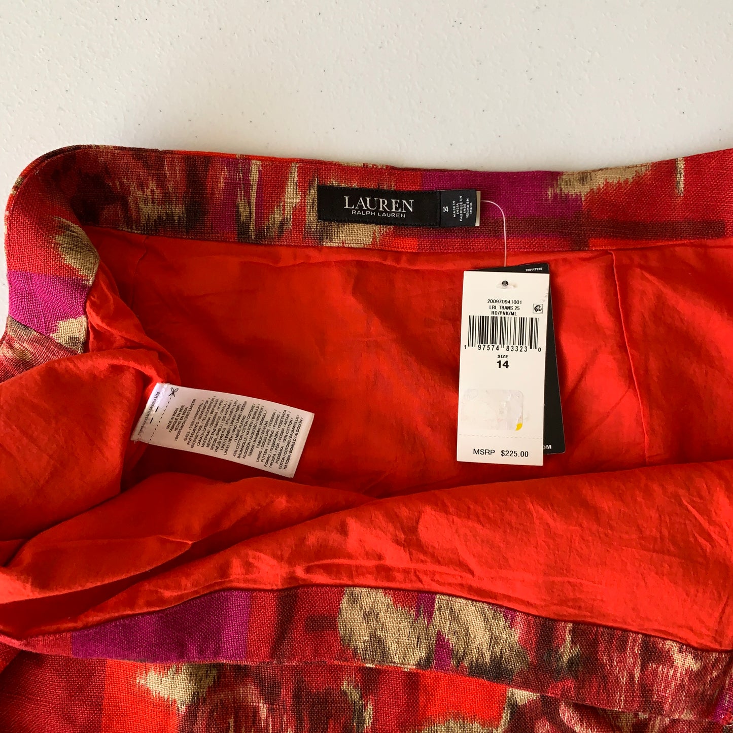 Lauren Ralph Lauren Women’s Red rose print linen skirt size 14