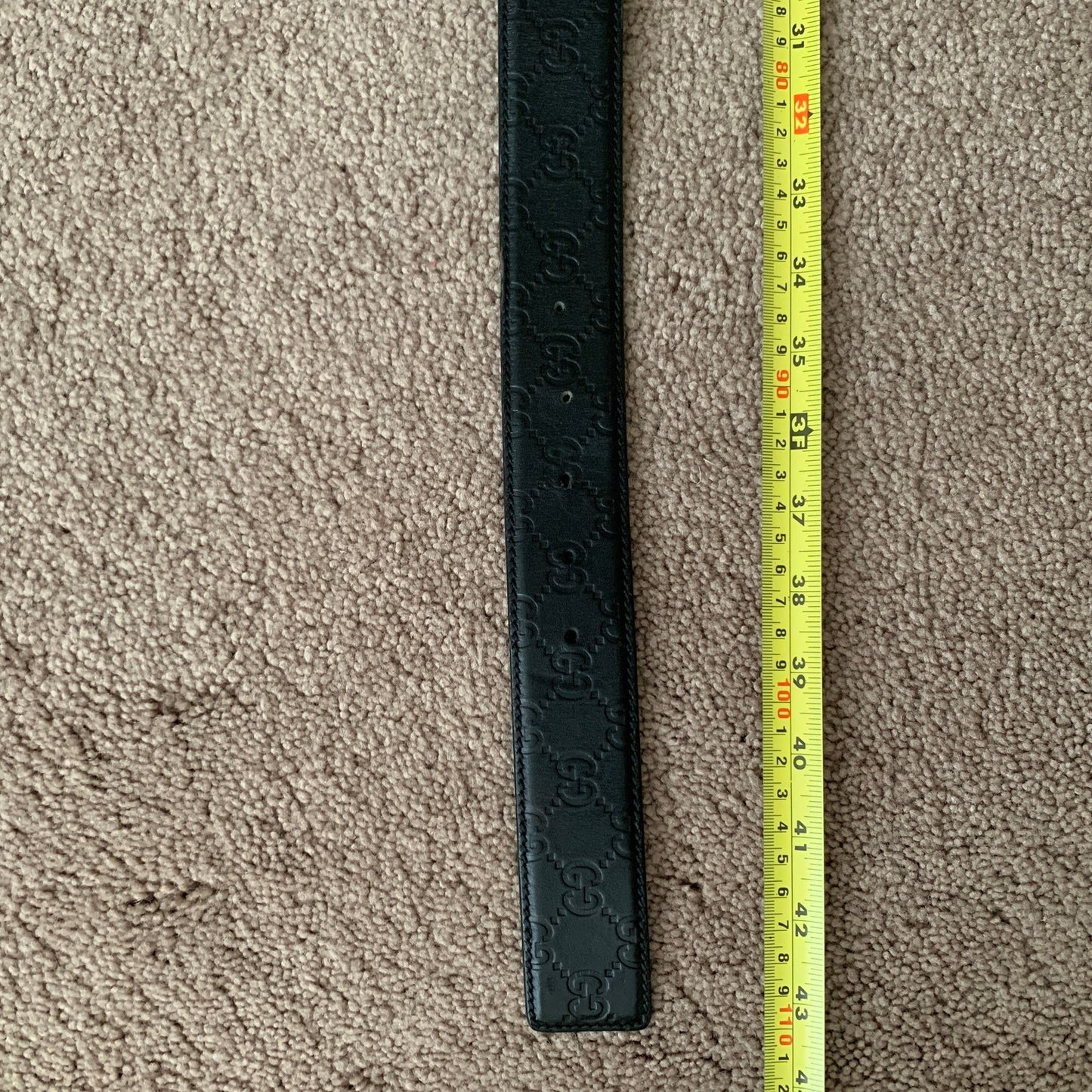 G1036 Gucci unisex signature monogram black leather belt size 100 cm 40 inch