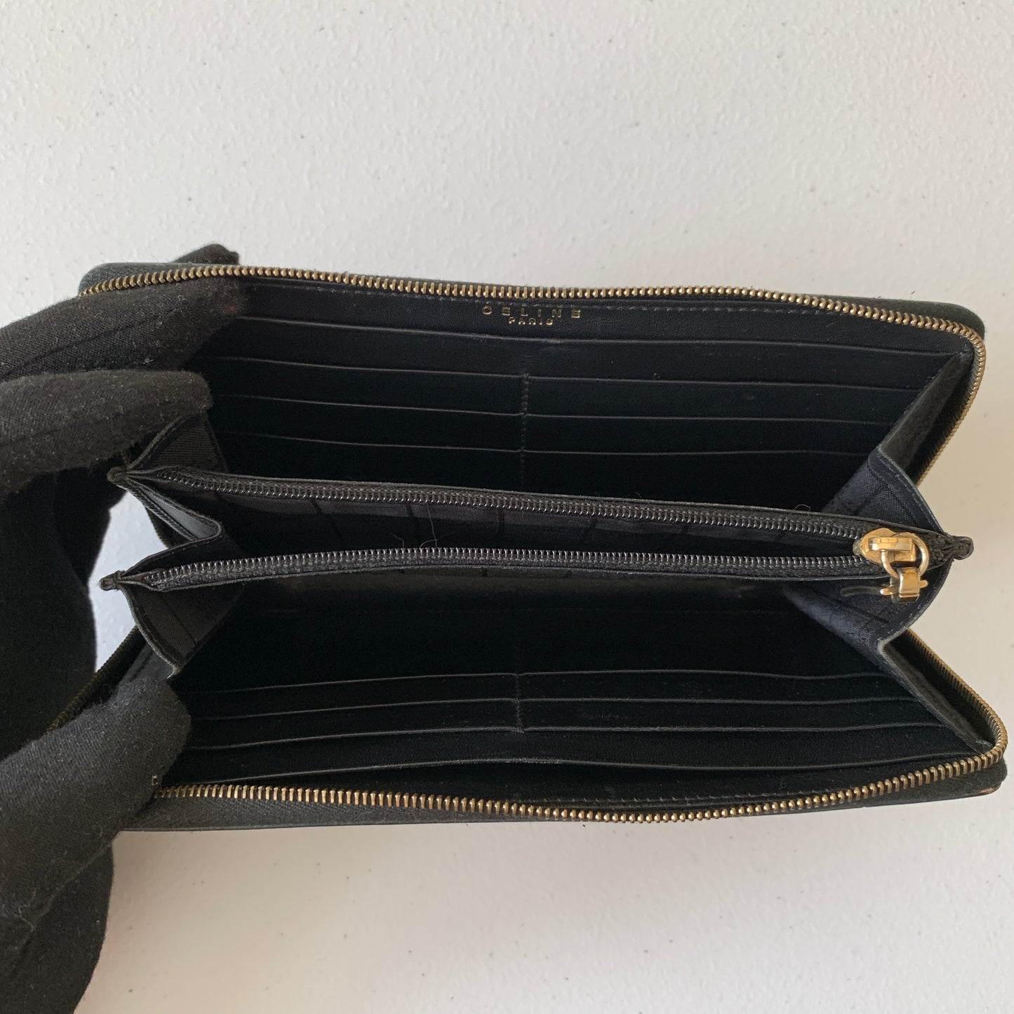 Celine macadam brown zip around long wallet authentic with COA