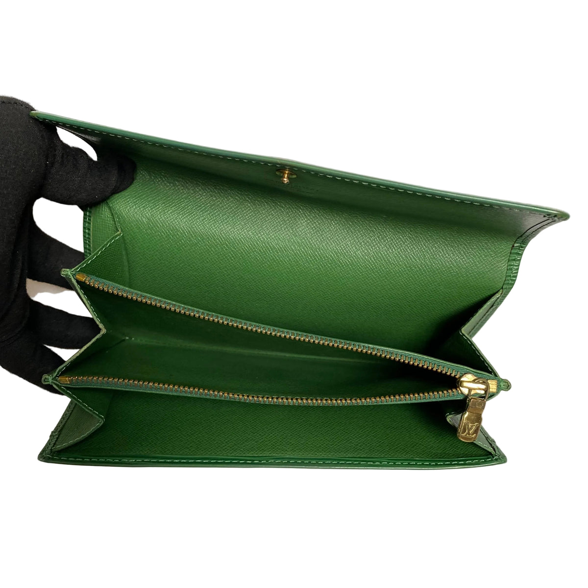 Louis Vuitton green Epi leather long wallet CA1916 Authentic with COA