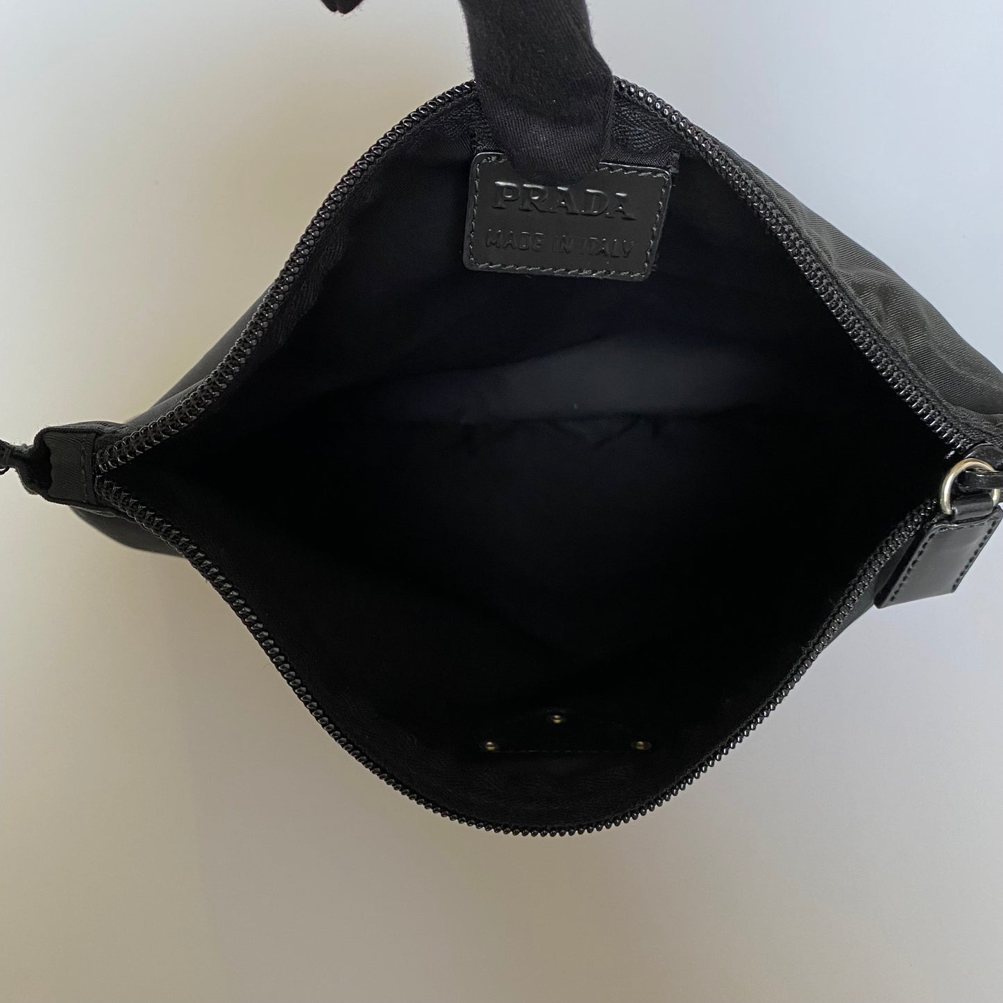 PRADA triangle logo nylon large pouch Authentic with COA
