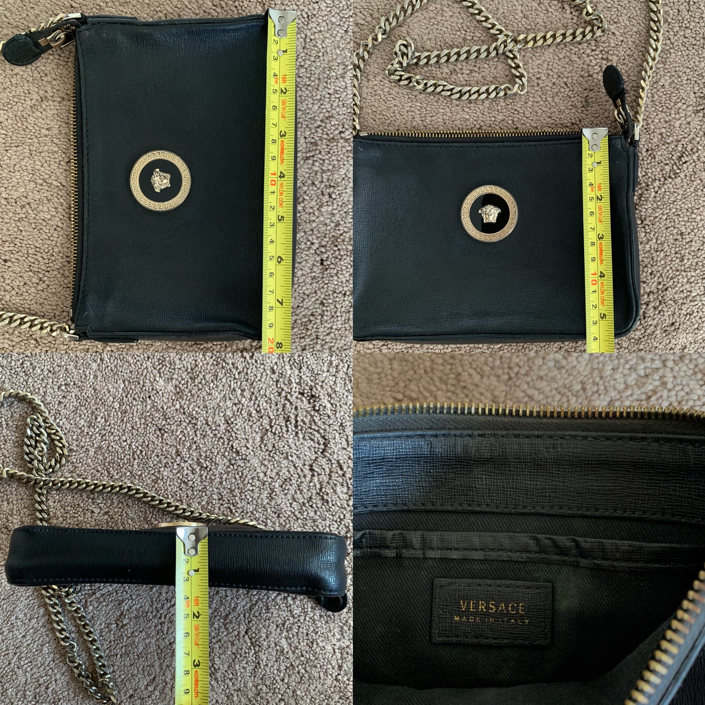 Authentic Versace medusa black leather crossbody bag