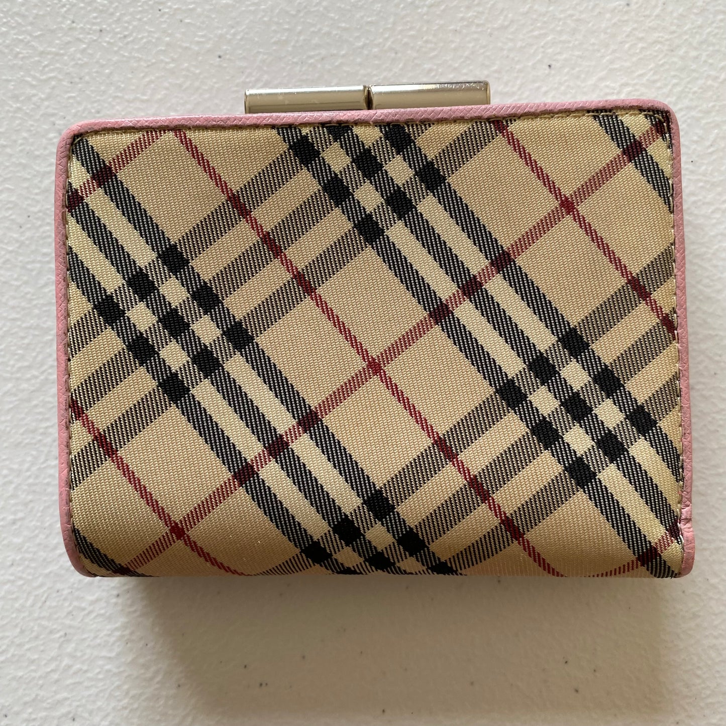 Burberry classic check pink leather wallet Authentic with coa dusty