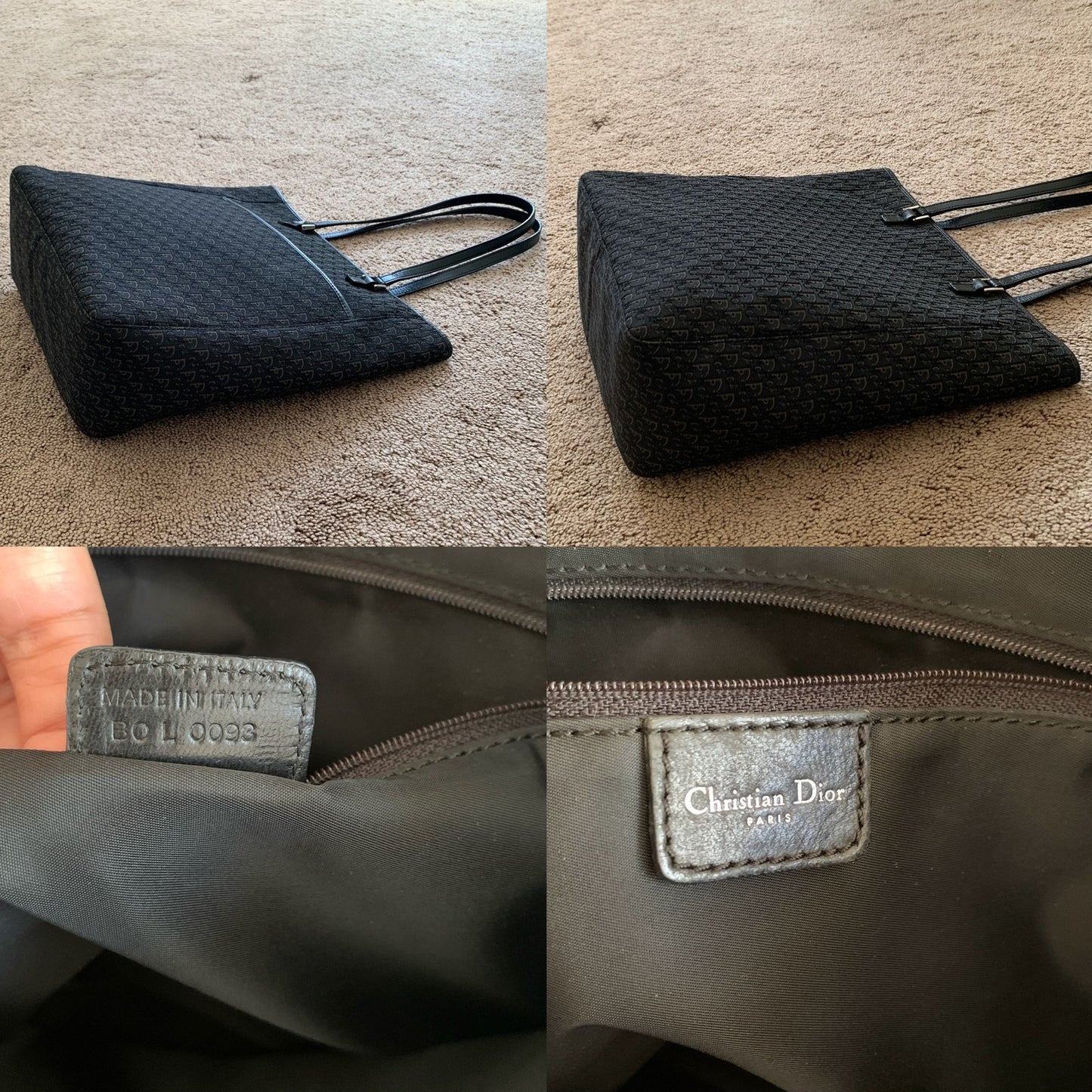 D1004 Christian Dior trotter black canvas tote bag