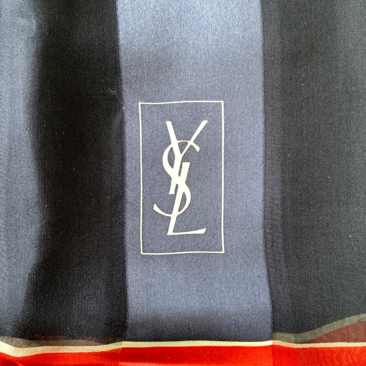 Yves Saint Laurent logo long silk scarf Authentic with COA 68
