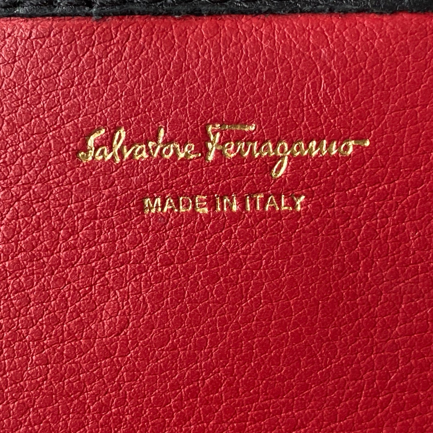 Ferragamo gancini black leather long wallet Authentic with COA