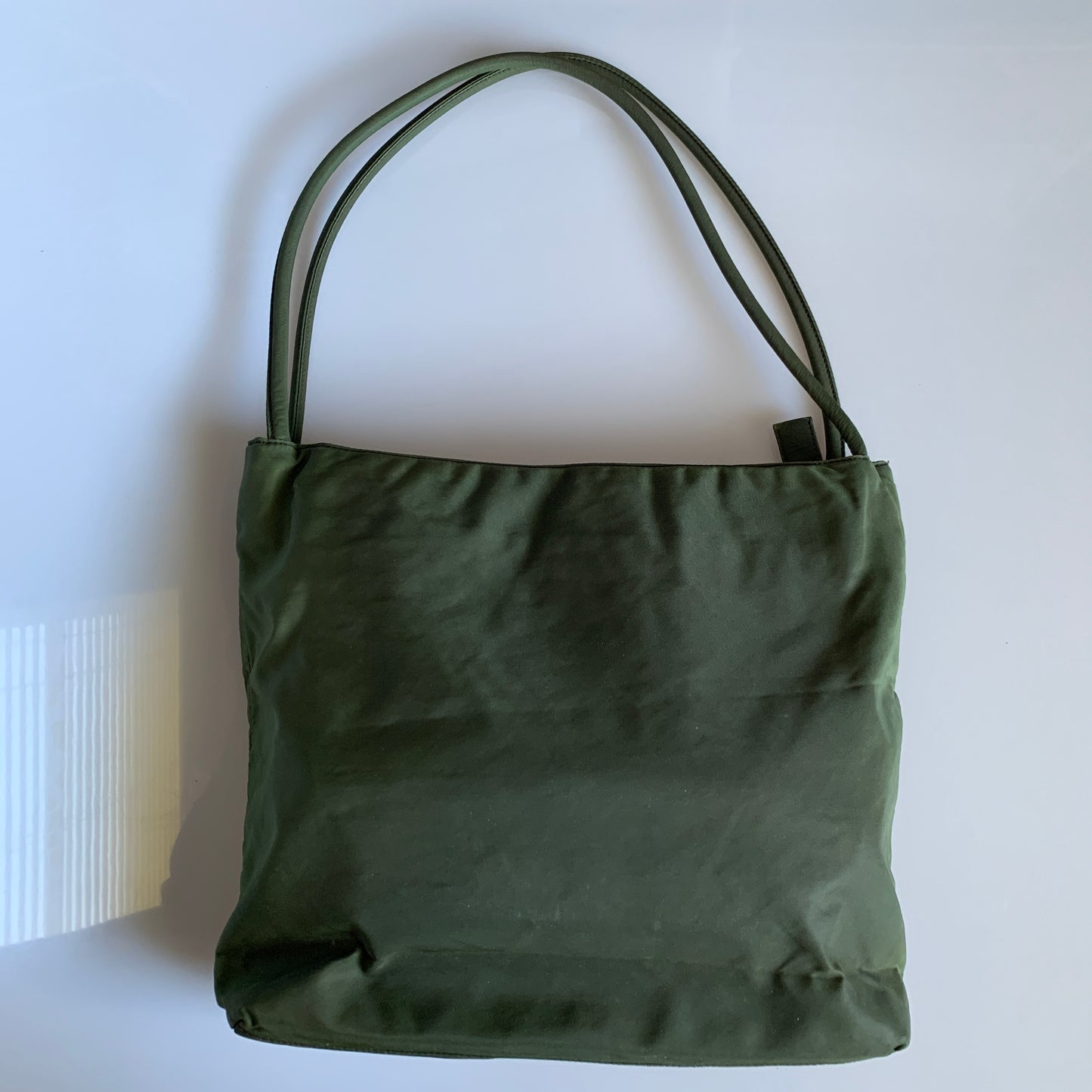 Prada green nylon triangle logo shoulder bag authentic with COA 12x10.5x2.7