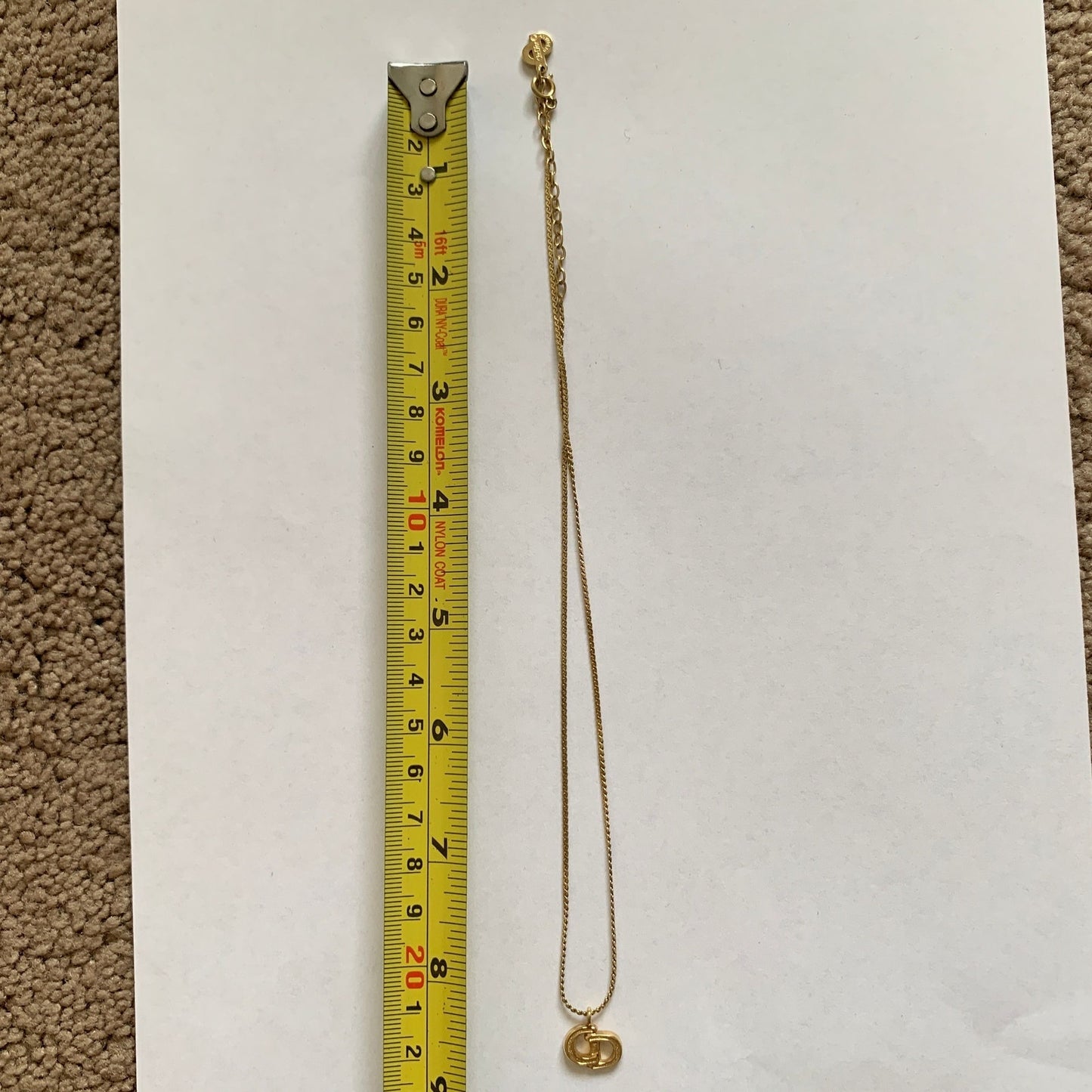 Authentic Dior CD logo gold color necklace