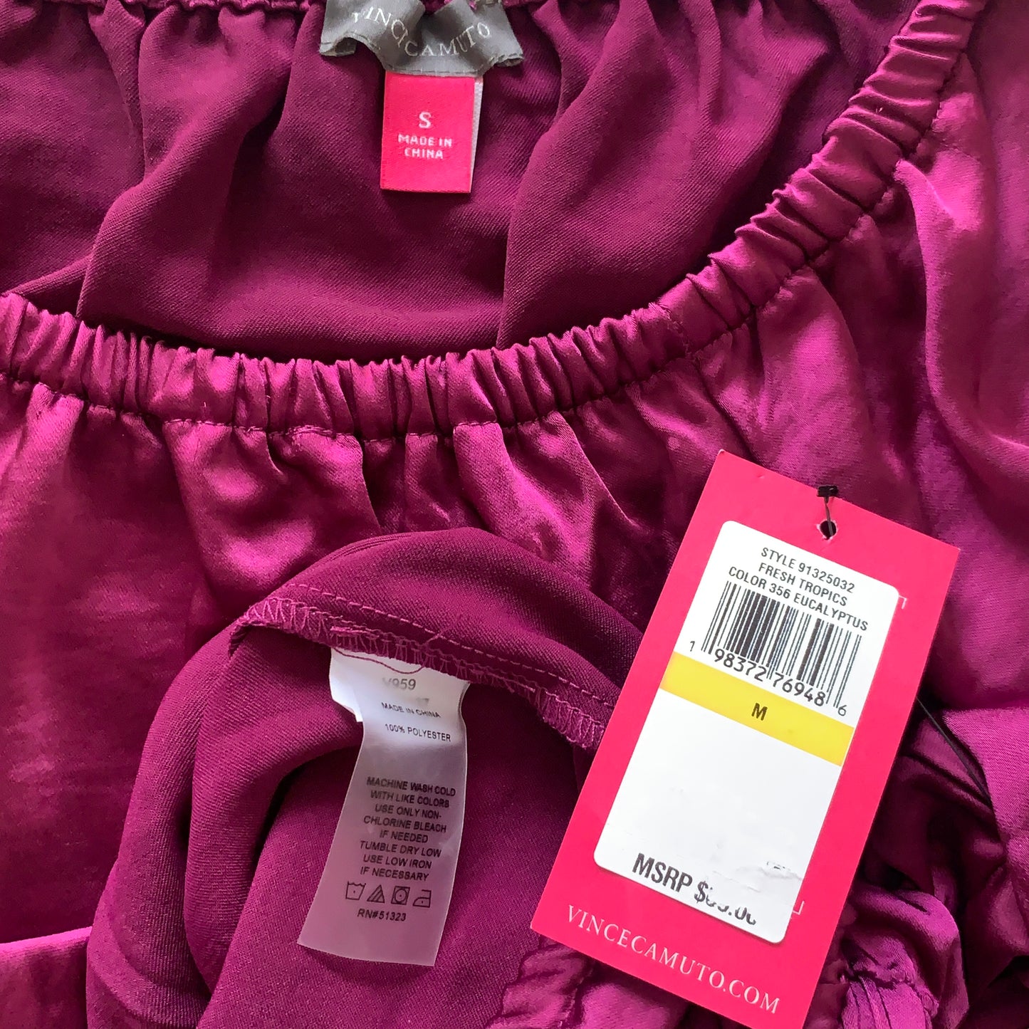 Vince Camuto Womens NWT plum blouse size small