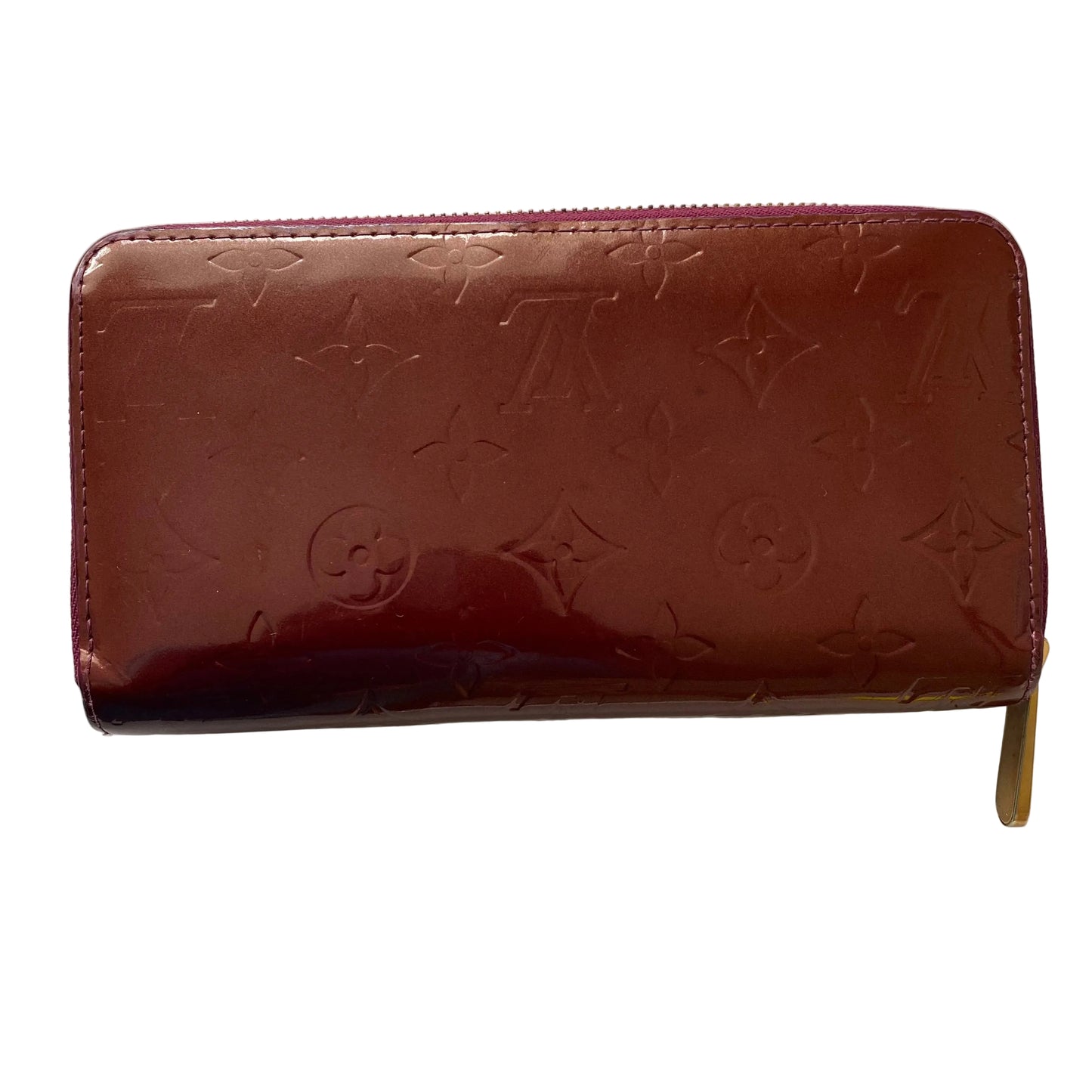 Louis Vuitton burgundy vernis monogram zippy wallet CA2038 Authentic with coa