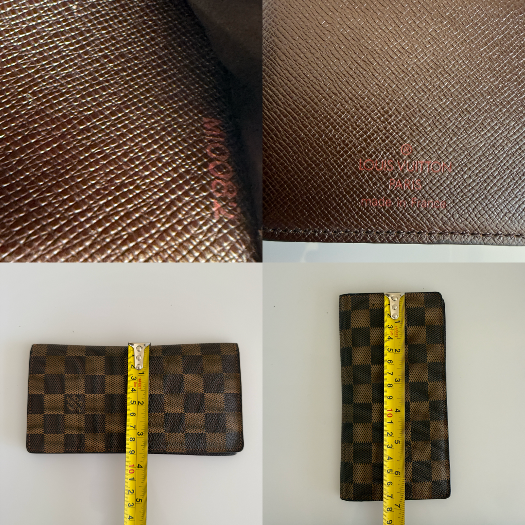 Louis Vuitton damier brown bifold card holder wallet organizer authentic with COA MI0082