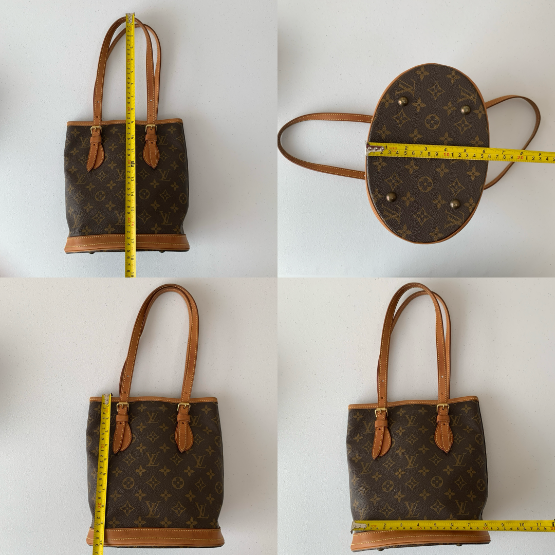 Louis Vuitton monogram petite bucket bag vi1000 authentic with COA