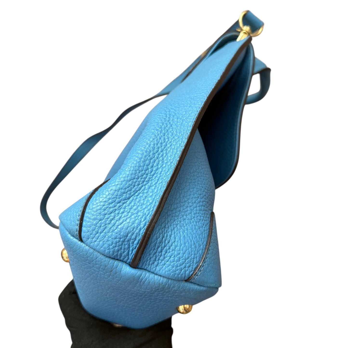 MCM blue leather women’s handbag authentic with COA and removable crossbody str