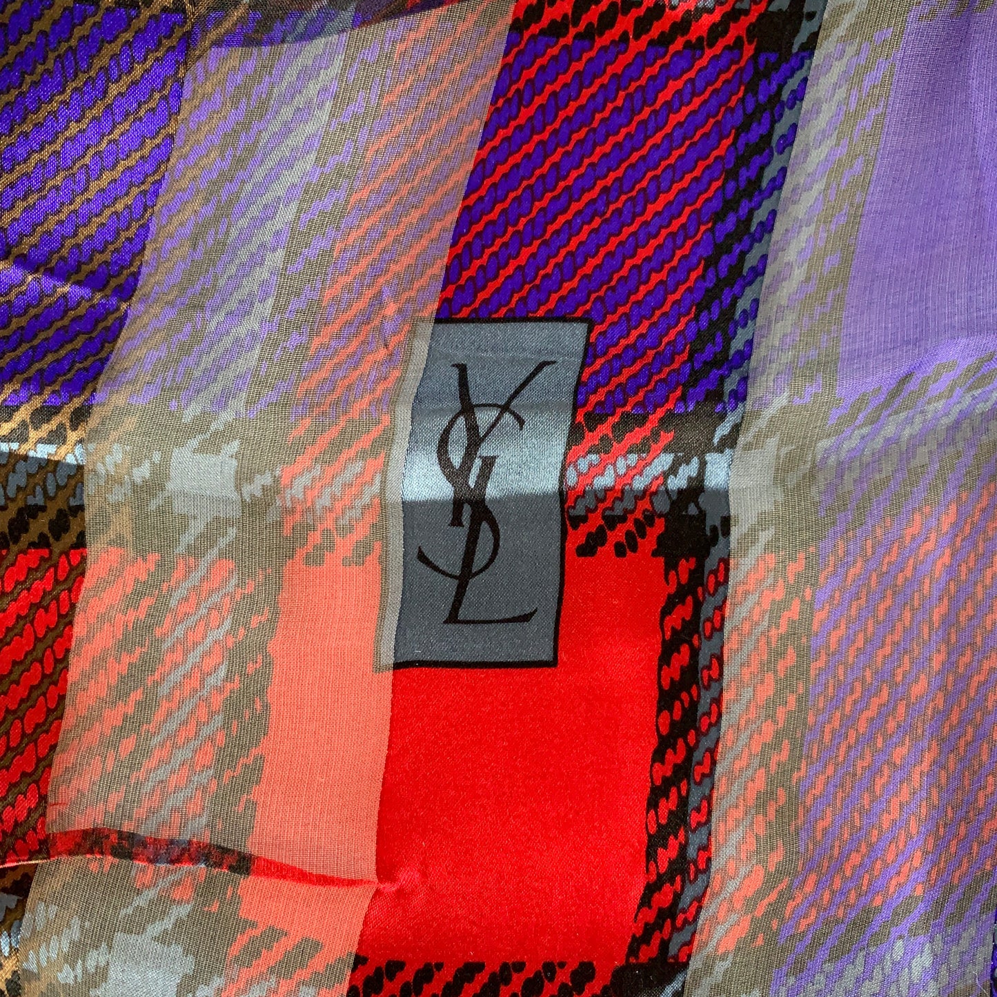 Yves Saint Laurent YSL logo pure silk long scarf Authentic with COA 67 length 23 inch width