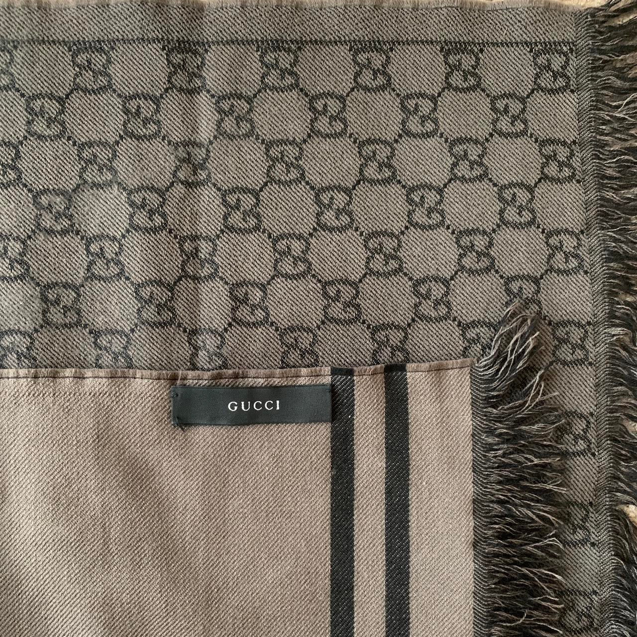 Authentic GUCCI unisex double sided monogram and plain pure wool scarf