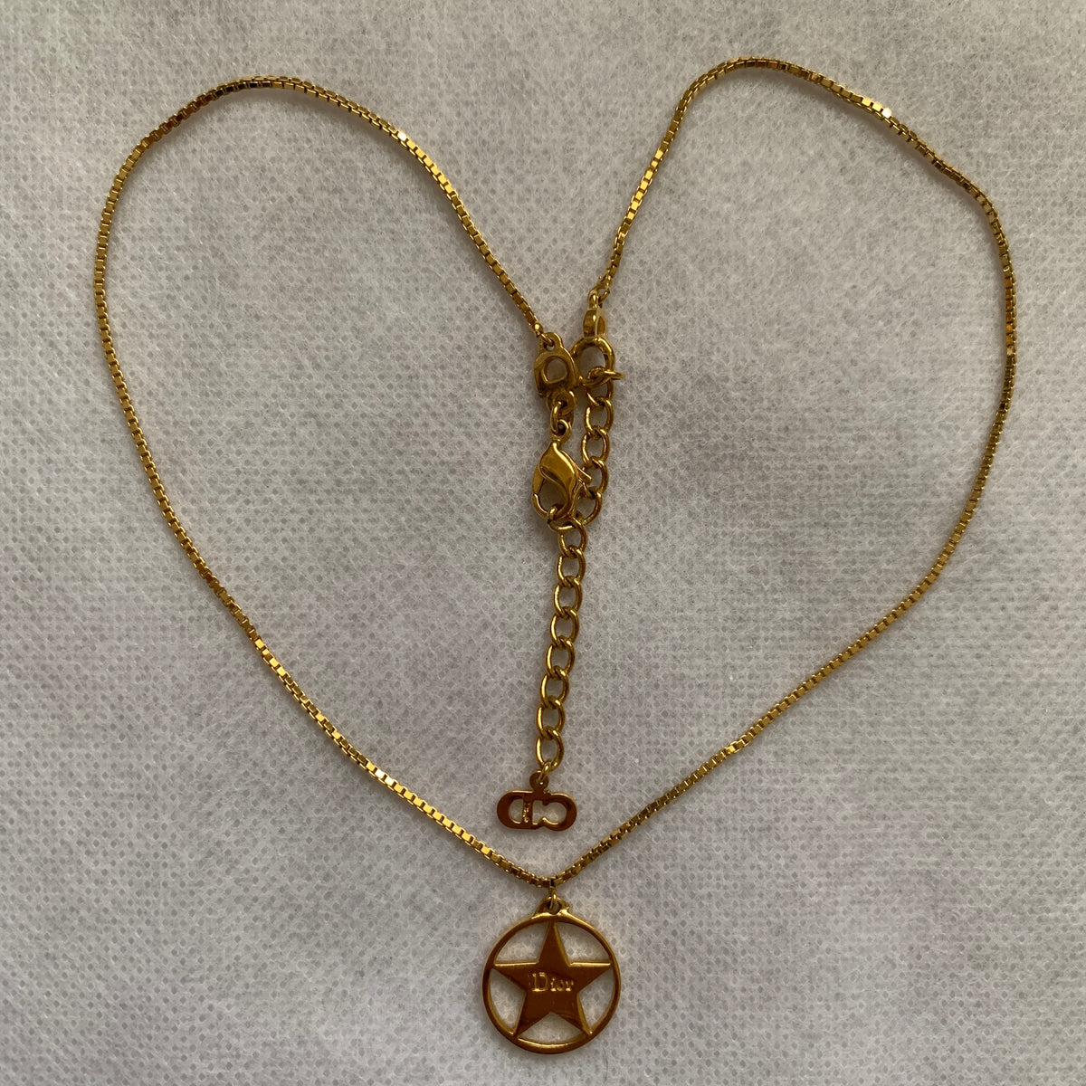 Dior gold plated adjustable length necklace Authentic with COA