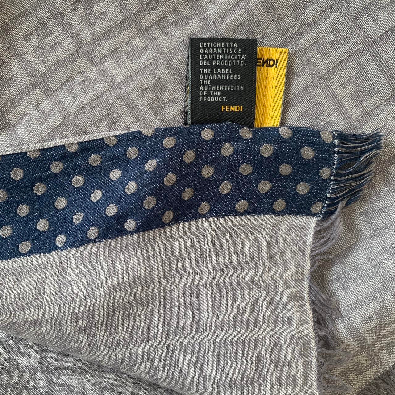 Authentic FENDI unisex All Season monogram silk and cotton scarf