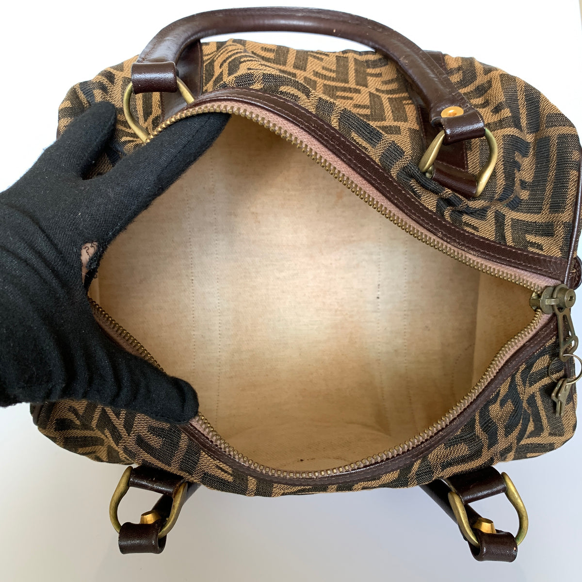 Fendi vintage zucca monogram Boston bag Authentic with COA 12x10x7