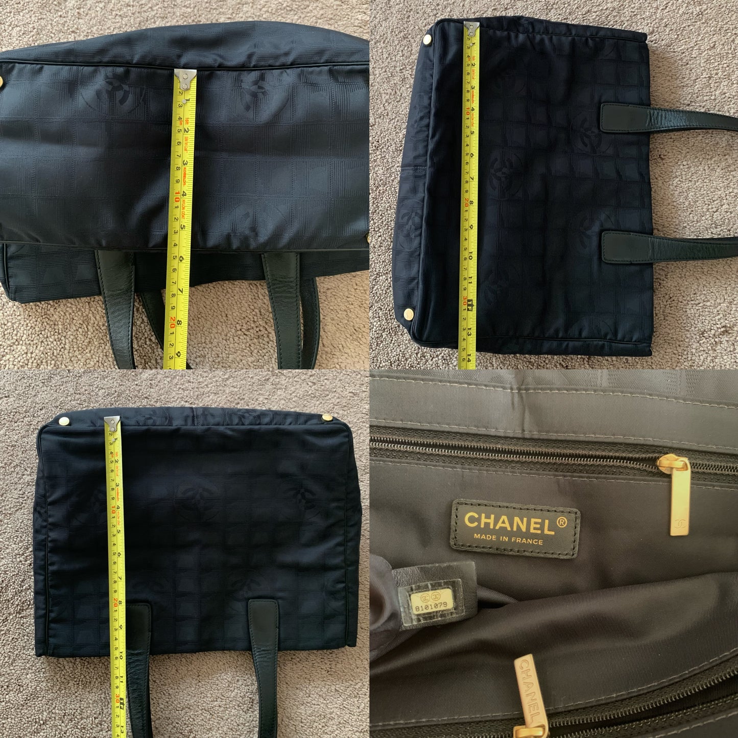 Authentic Chanel women’s New Travel Line black logo tote bag