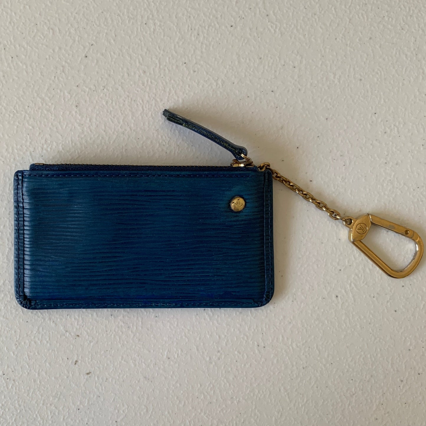 Louis Vuitton epi blue leather key pouch CA0937 authentic with COA