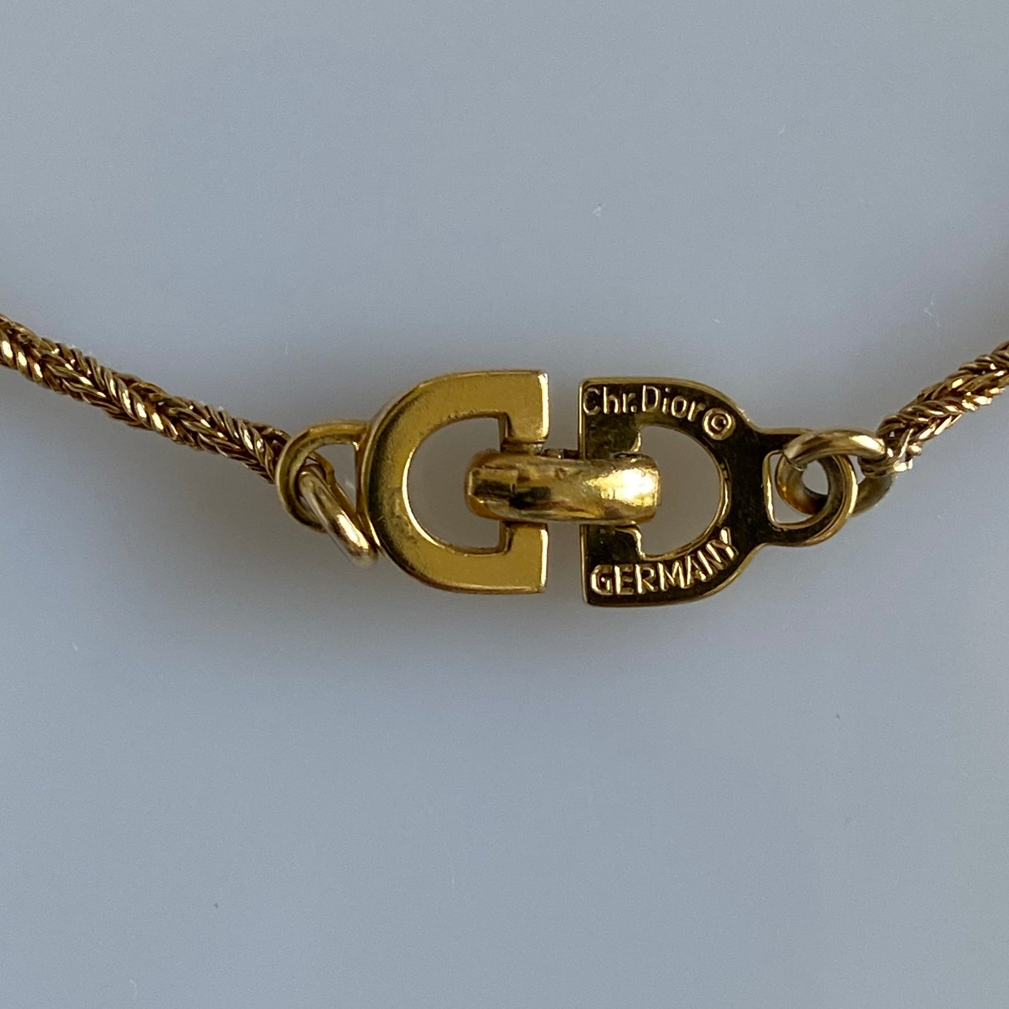 Dior rectangular CD logo pendant gold plated necklace Authentic with COA