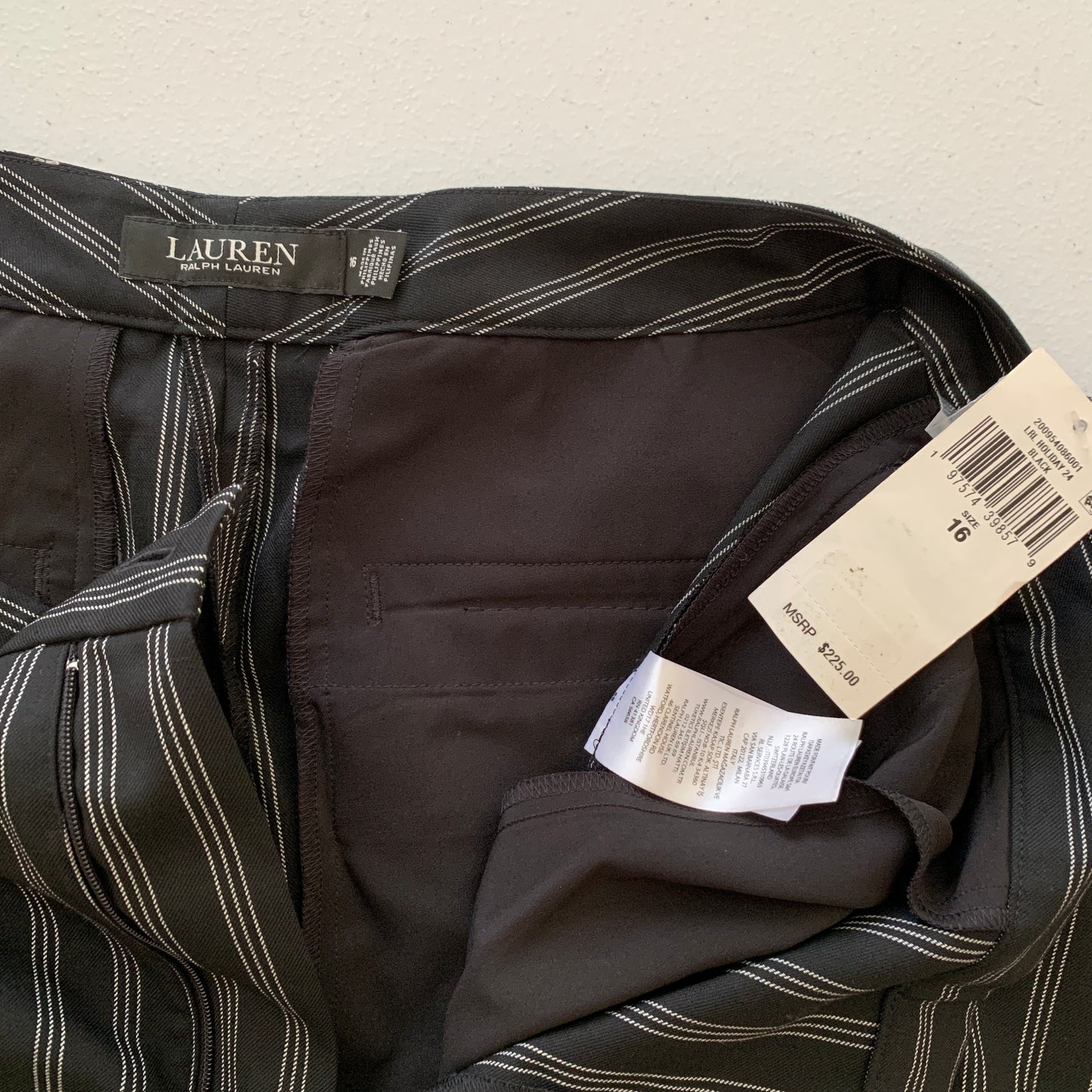 Lauren Ralph Lauren Women’s NWT Black and White striped wide leg dress pants si