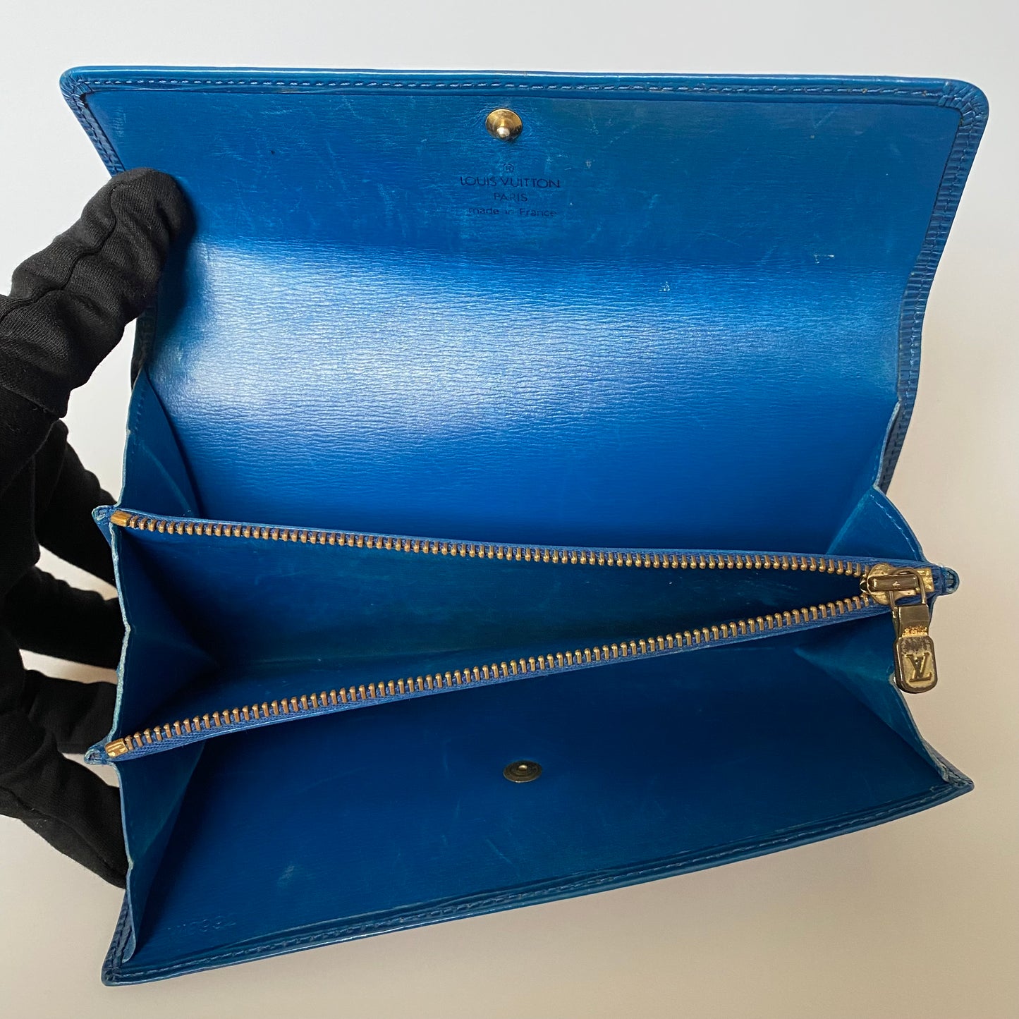Louis Vuitton blue epi leather long wallet CA0939 Authentic with COA 7.4x4.1