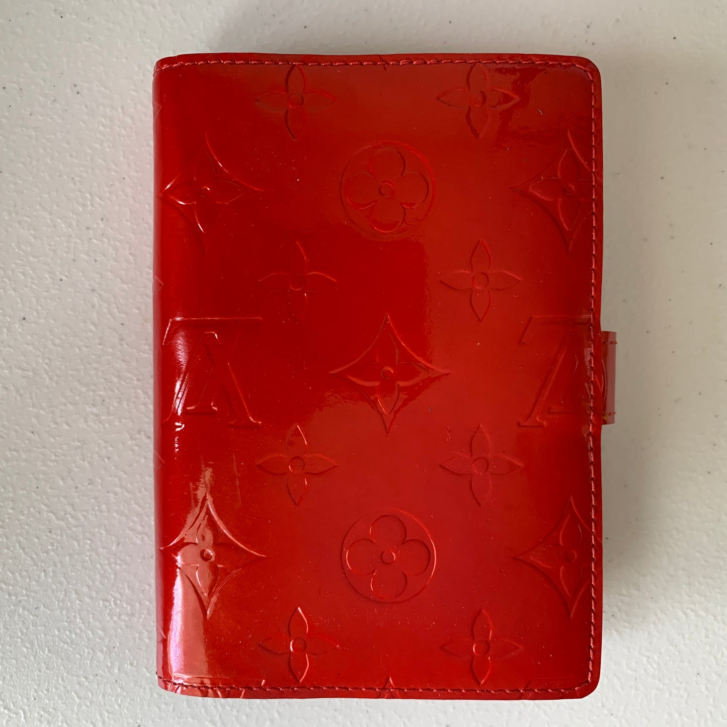 Louis Vuitton red Vernis monogram Agenda CA0061 authentic with COA 5.8x4.1