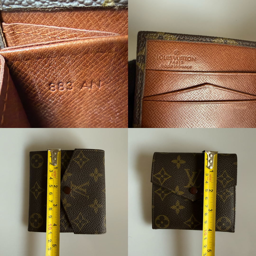 Louis Vuitton monogram tri-fold compact wallet unisex authentic with COA 883 AN
