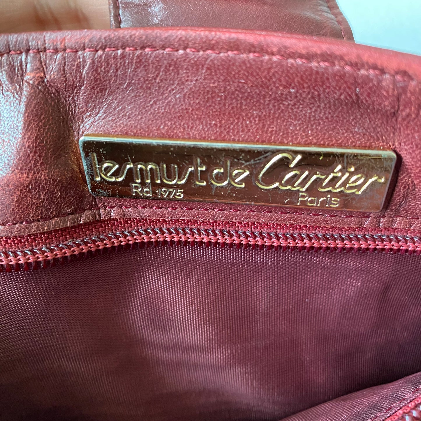 Cartier burgundy leather shoulder crossbody bag Authentic with coa 9.7x12x3.5