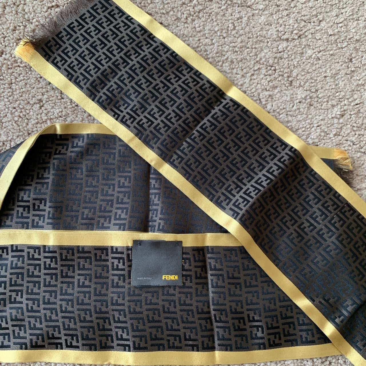 Authentic Fendi FF monogram women’s long silk scarf