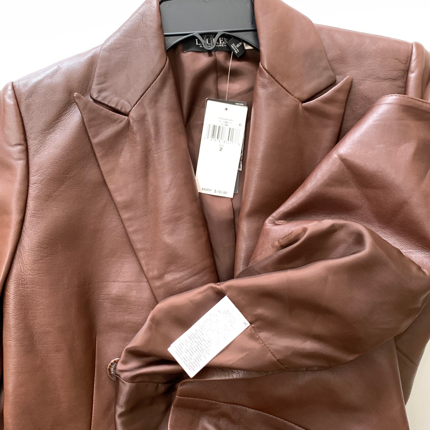 Lauren Ralph Lauren Women’s NWT Brown Lamb Leather Blazer size 2
