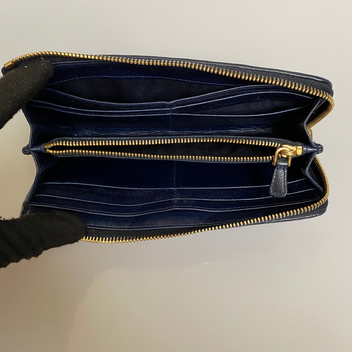 MIU MIU Matelasse blue leather long wallet Authentic with COA and box 7.6x3.7x1