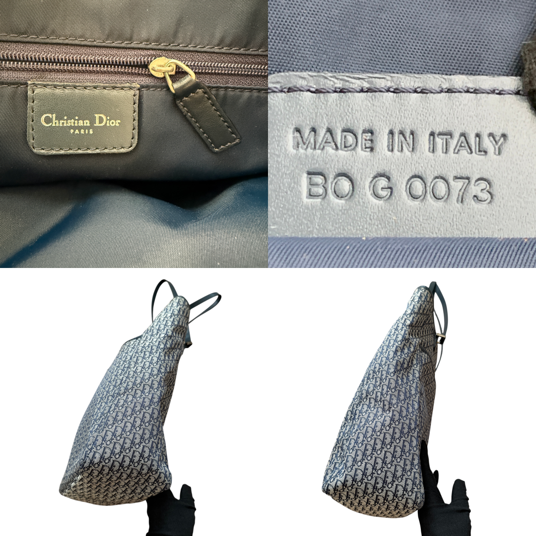 Dior blue oblique trotter tote bag authentic with COA 11x12x5